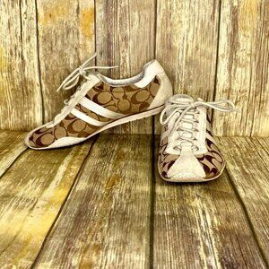 COACH "Katelyn" Tan/Cream Low Top Women's Sneaker Size 9.5M